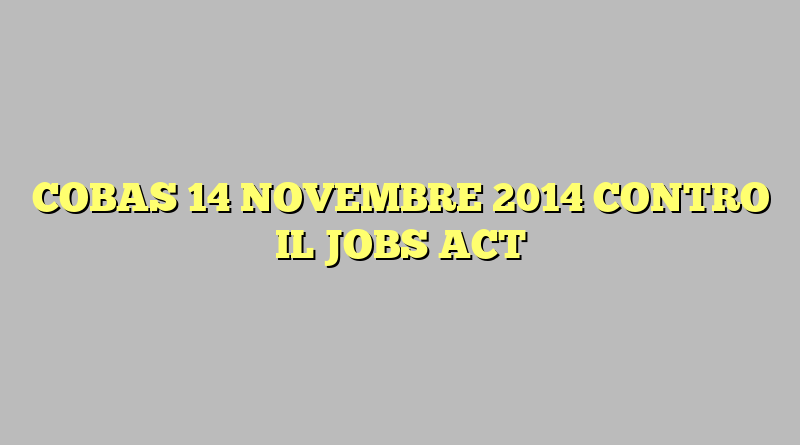 COBAS 14 NOVEMBRE 2014 CONTRO IL JOBS ACT