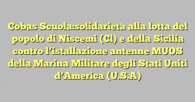 Cobas Scuola:solidarietà alla lotta del popolo di Niscemi (Cl) e della Sicilia contro l’istallazione antenne MUOS della Marina Militare degli Stati Uniti d’America (U.S.A)