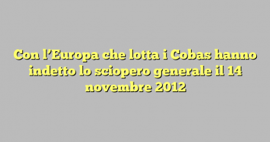 Con l’Europa che lotta i Cobas hanno indetto lo sciopero generale il 14 novembre 2012