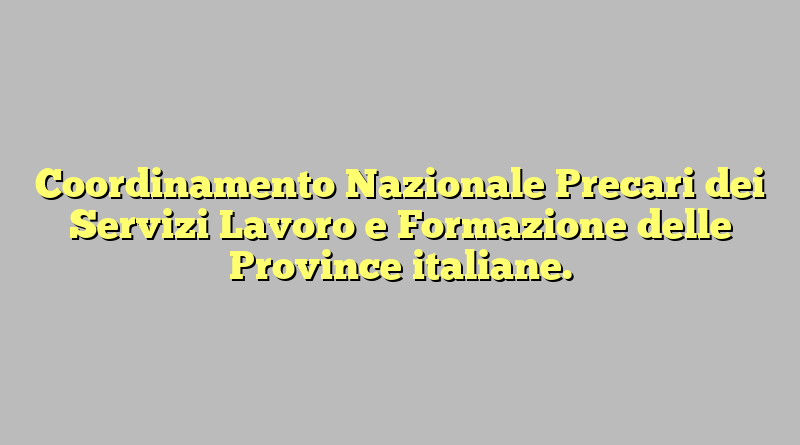 Coordinamento Nazionale Precari dei Servizi Lavoro e Formazione delle Province italiane.
