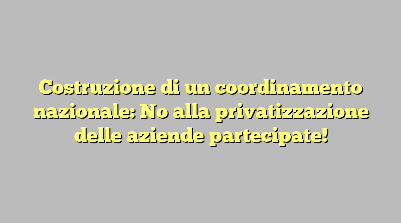 Costruzione di un coordinamento nazionale: No alla privatizzazione delle aziende partecipate!