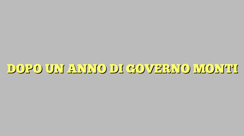 DOPO UN ANNO DI GOVERNO MONTI