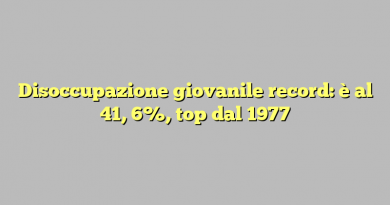 Disoccupazione giovanile record: è al 41, 6%, top dal 1977