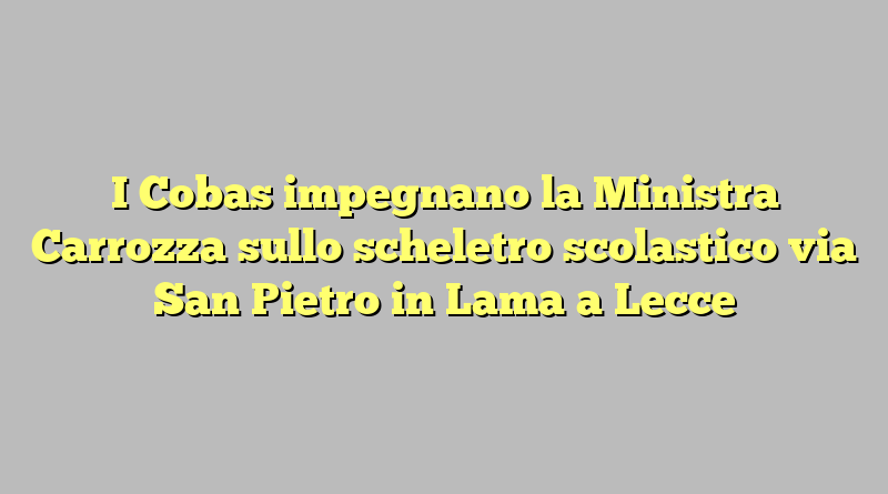 I Cobas impegnano la Ministra Carrozza sullo scheletro  scolastico via San Pietro in Lama a Lecce