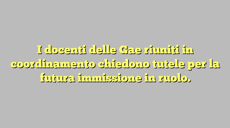 I docenti delle Gae riuniti in coordinamento chiedono tutele per la futura immissione in ruolo.