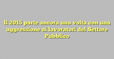 Il 2015 parte ancora una volta con una aggressione ai lavoratori del Settore Pubblico