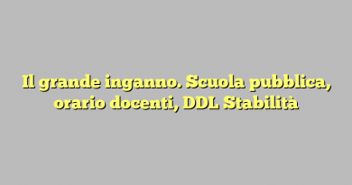 Il grande inganno. Scuola pubblica, orario docenti, DDL Stabilità