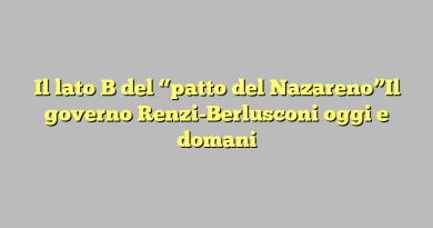 Il lato B del “patto del Nazareno”Il governo Renzi-Berlusconi oggi e domani