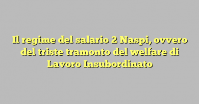 Il regime del salario 2 Naspi, ovvero del triste tramonto del welfare di Lavoro Insubordinato