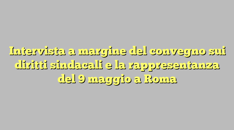 Intervista a margine del convegno sui diritti sindacali e la rappresentanza del 9 maggio a Roma