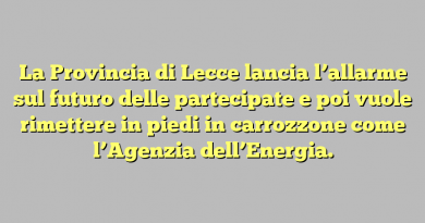 La Provincia di Lecce lancia l’allarme sul futuro delle partecipate e poi vuole rimettere in piedi in carrozzone come l’Agenzia dell’Energia.