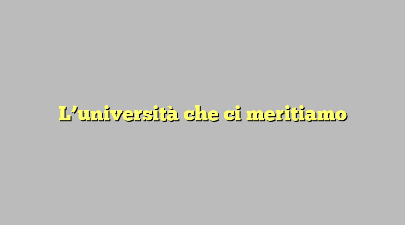 L’università che ci meritiamo