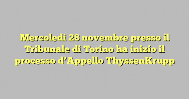 Mercoledì 28 novembre presso il Tribunale di Torino ha inizio il processo d’Appello ThyssenKrupp