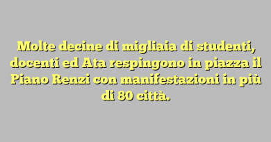 Molte decine di migliaia di studenti, docenti ed Ata respingono in piazza il Piano Renzi con manifestazioni in più di 80 città.