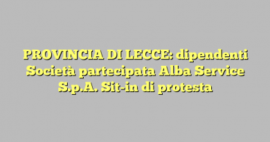 PROVINCIA DI LECCE: dipendenti Società partecipata Alba Service S.p.A. Sit-in di protesta