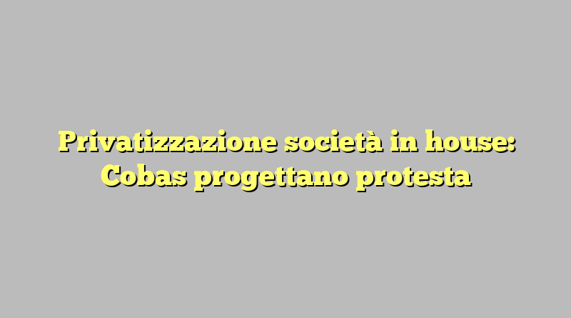 Privatizzazione società in house: Cobas progettano protesta