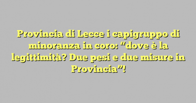 Provincia di Lecce i capigruppo di minoranza in coro: “dove è la legittimità? Due pesi e due misure in Provincia”!