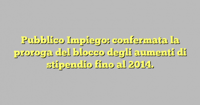 Pubblico Impiego: confermata la proroga del blocco degli aumenti di stipendio fino al 2014.