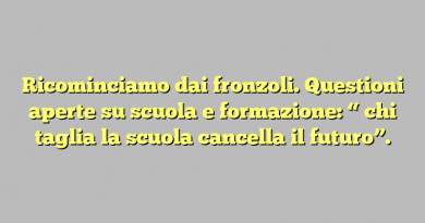 Ricominciamo dai fronzoli. Questioni aperte su scuola e formazione: “ chi taglia la scuola cancella il futuro”.