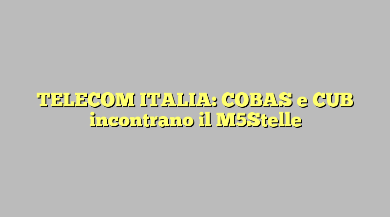 TELECOM ITALIA:  COBAS e CUB incontrano il M5Stelle