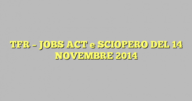 TFR – JOBS ACT e SCIOPERO DEL 14 NOVEMBRE 2014