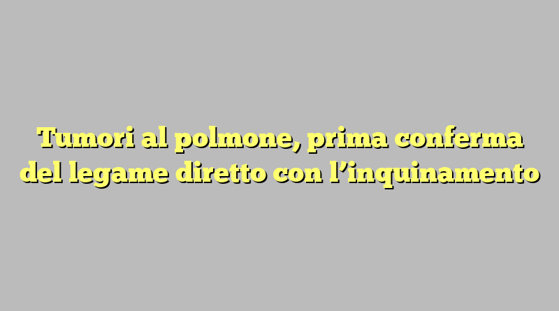 Tumori al polmone, prima conferma del legame diretto con l’inquinamento