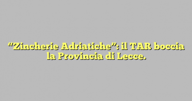 “Zincherie Adriatiche”: il TAR boccia la Provincia di Lecce.