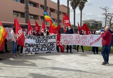 sit-in di protesta del 16 Maggio 2022 dei n.159 vincitori di Sanitàservice Lecce